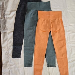 Kids Leggings Set - Orange, Gray, Green